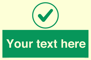 Custom green background, green tick in circle sign